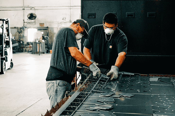 AMSEC workers constructing a safe