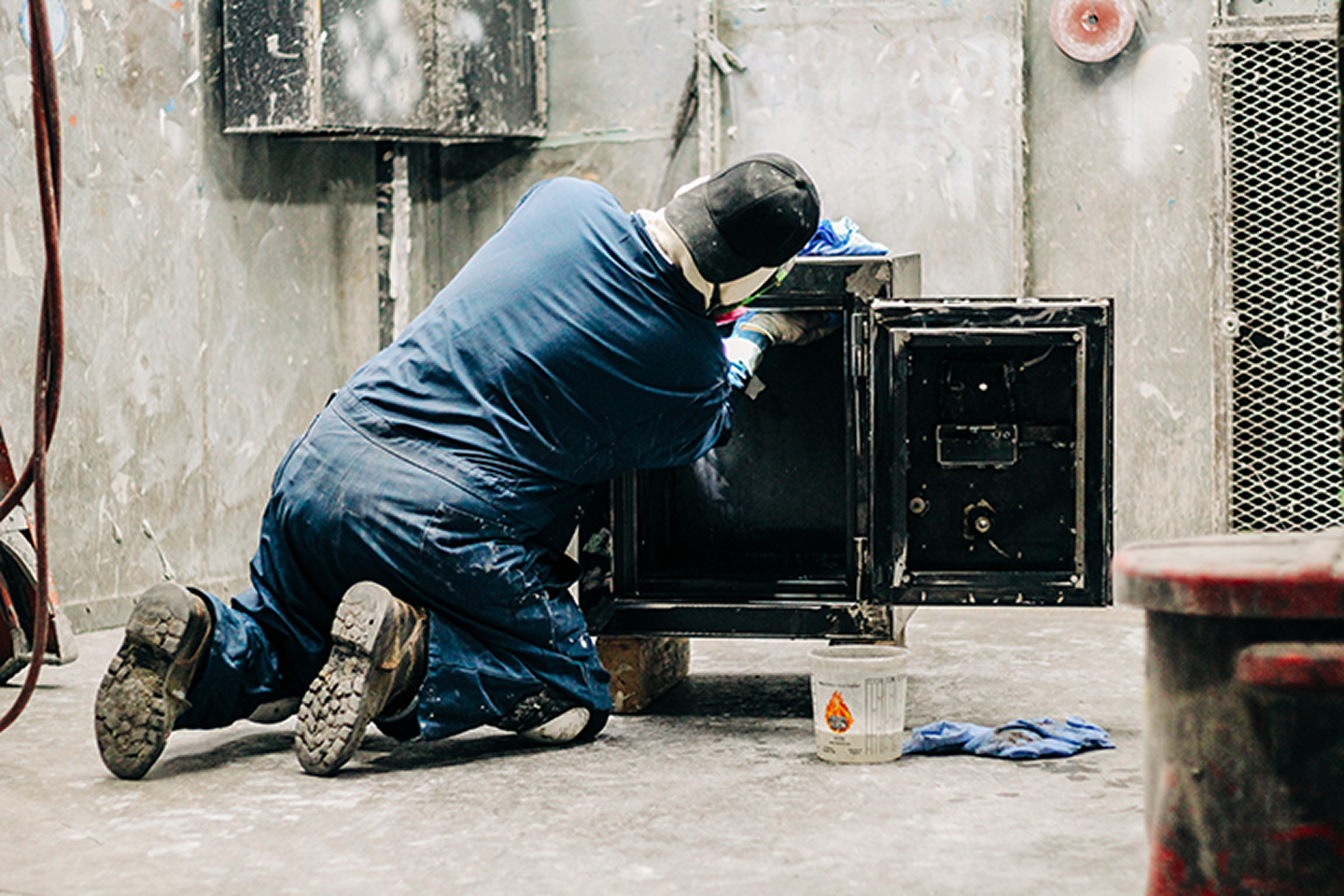 American Security working on the interior of the safe